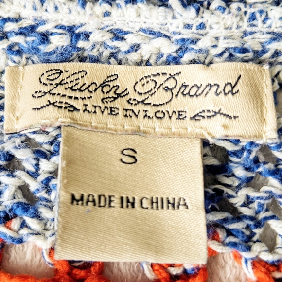 LUCKY BRAND Crochet Knit Long Cardigan Multicolor - Picture 4 of 10